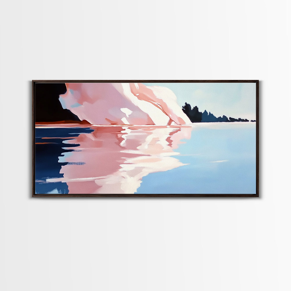Iceberg Reflection, Arctic Landscape, Cool Tones, Ocean Scene, Framed Canvas Print, Modern Wall Art, Office Decor, Coastal Painting