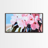 Pink Cherry Blossoms, Floral Wall Art, Romantic Botanical Print, Spring Bloom Decor, Nature-Inspired Aesthetic, Bedroom Framed Canvas Print