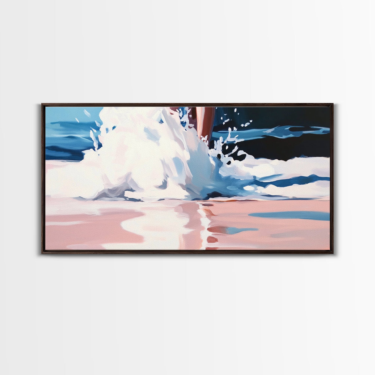 Ocean Waves Splash, Coastal Surf Print, Dynamic Beach Wall Art, Nautical Seaside Decor, Modern Blue Aesthetic, Bathroom Canvas Print