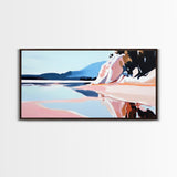 Mountain Snow, Abstract, Framed Canvas Print, landscape painting, bold brushstrokes, mountain art, Scandinavian decor, minimalist art