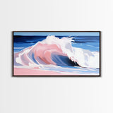 Pink Ocean, Abstract, Canvas Print, Coastal abstract painting, soft pastel waves, modern beach decor, minimalist seascape, tranquil water art