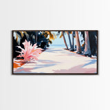 Palm Trees, Tropical Beach Art, Coastal Home Decor, Framed Canvas Print, Living Room Wall Art, Ocean View, Summer Landscape