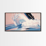 Splashing Wave, Surfer Art, Framed Canvas Print, Ocean Wall Art, Coastal Vibes, Modern Beach Decor, Nautical Artwork, Living Room Art