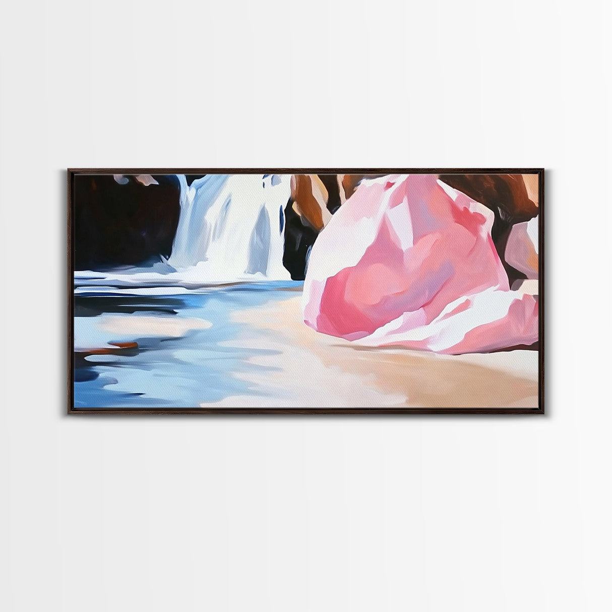 Waterfall Cove, Tranquil Scene, Canvas Print, Nature Wall Art, Serene Waterfall, Ocean Decor, Relaxing Home Art, Bathroom Wall Art