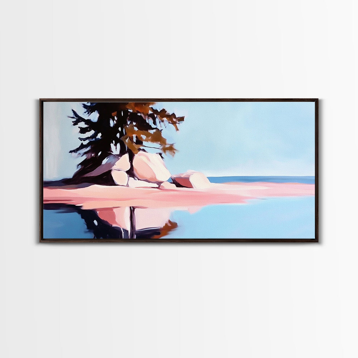 Lone Tree, Coastal Landscape, Canvas Print, Minimalist Nature Art, Tranquil Seascape, Modern Beach House Decor, Large Wall Art, Office