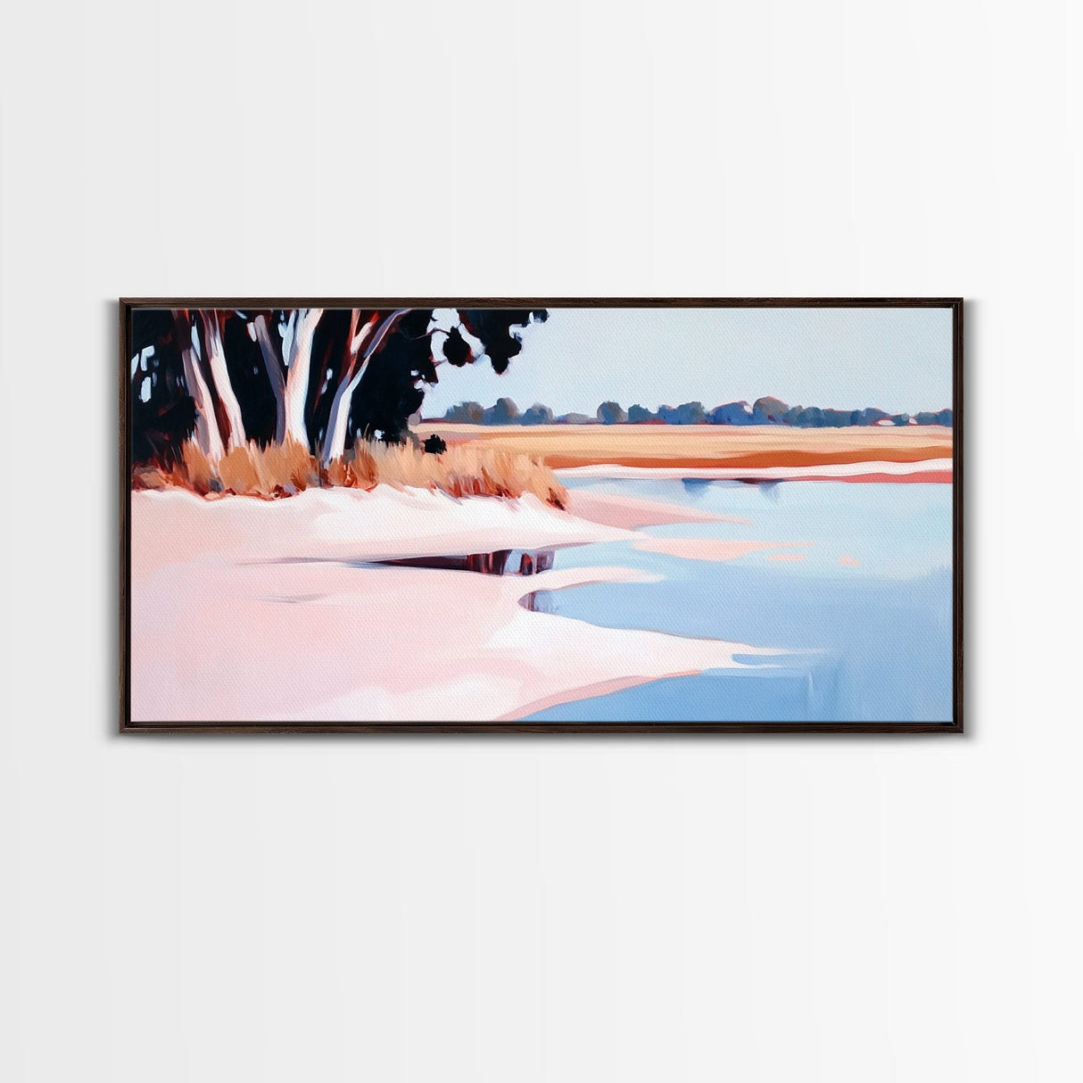 Marsh Landscape, Seaside Escape, Nature Painting, Calm Aesthetic, Framed Canvas Print, Coastal Wall Art, Living Room Decor, Fall Landscape