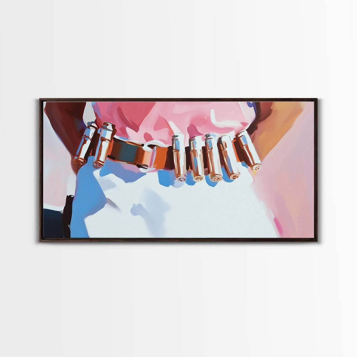 Western Style, Pink Cowboy, Modern Americana, Rustic Art, Boho Aesthetic, Home Office Wall Art, Western Decor, Framed Canvas Print