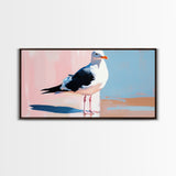 Seagull, Coastal, Nautical, Canvas Print, Beach House Wall Art, Nature Inspired, Minimalist Bird Painting, Oceanfront Home Decor