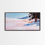 Snowy Landscape, Winter Art, Canvas Print, Christmas Wall Decor, Cozy Home Art, Minimalist Snow Scene, Holiday Art, Cabin Wall Decor