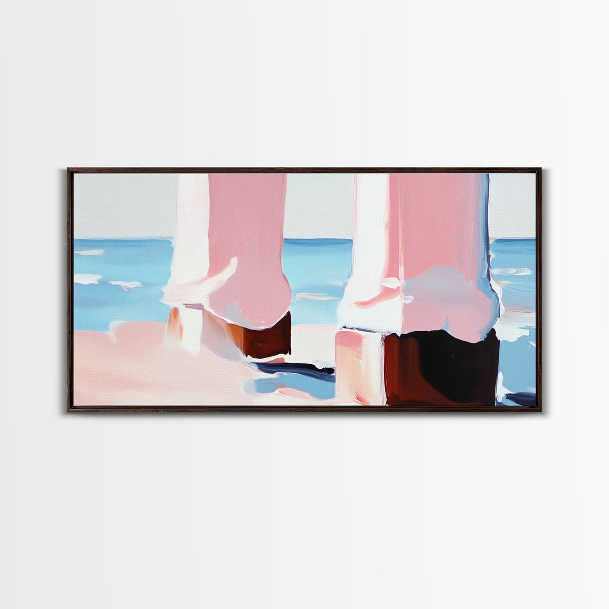 Coastal Pier, Beachside Serenity, Nautical Theme, Ocean Blue Artwork, Minimalist Coastal Art, Tranquil Scene, Canvas Print, Entryway