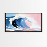 Ocean Wave, Surf Art, Framed Canvas Print, Coastal Decor, Beach House Wall Art, Pastel Seascape, Modern Home Aesthetic