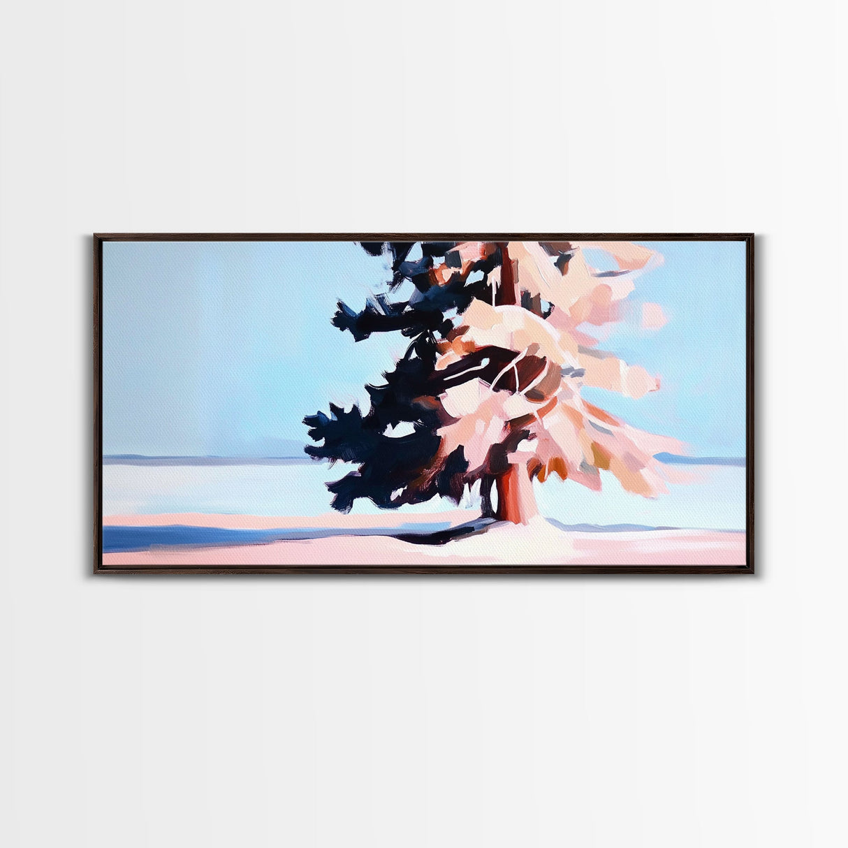 Winter Tree, Snowy Landscape, Framed Canvas Print, Minimalist Nature Art, Serene Wall Decor, Cozy Winter Aesthetic, Modern Wall Art