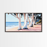 Eucalyptus Grove, Coastal Path, Sunlit Trees, Relaxing Beach Scene, Natural Beauty, Soft Pastel Tones, Modern Home, Canvas Print