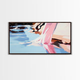 Flowing Water, Abstract Landscape, River Reflection, Soft Blues and Pinks, Peaceful Nature, Contemporary Minimalism, Canvas Print
