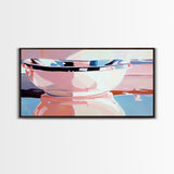 Reflections, Modern Bowl, Kitchen Wall Art, Minimalist Still Life, Pink Aesthetic, Framed Canvas Print, Abstract Home Decor, Pastel Art