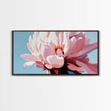 Peony Bloom, Floral Wall Art, Feminine Aesthetic, Modern Minimalist, Blush Pink Painting, Framed Canvas Print, Bedroom or Office Decor