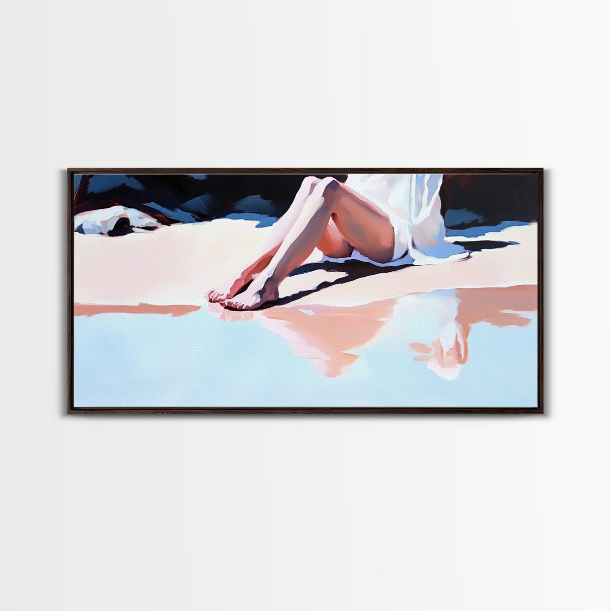 Beach Serenity, Relaxing Vacation Art, Coastal Aesthetic, Soft Summer Colors, Ocean Inspired, Framed Canvas Print, Modern Wall Decor