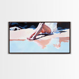Beach Serenity, Relaxing Vacation Art, Coastal Aesthetic, Soft Summer Colors, Ocean Inspired, Framed Canvas Print, Modern Wall Decor
