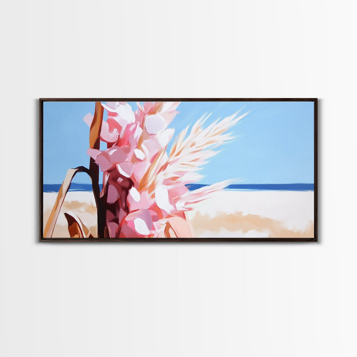 Wildflowers, Coastal Bloom, Boho Floral Art, Ocean Inspired Print, Modern Nature Wall Art, Soft Pastel Aesthetic, Canvas Print