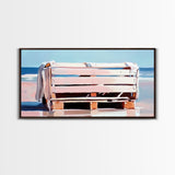 Beach Crate, Coastal Chic, Minimalist Seaside Art, Relaxing Ocean Decor, Modern Nautical Aesthetic, Living Room Wall Art, Canvas Print