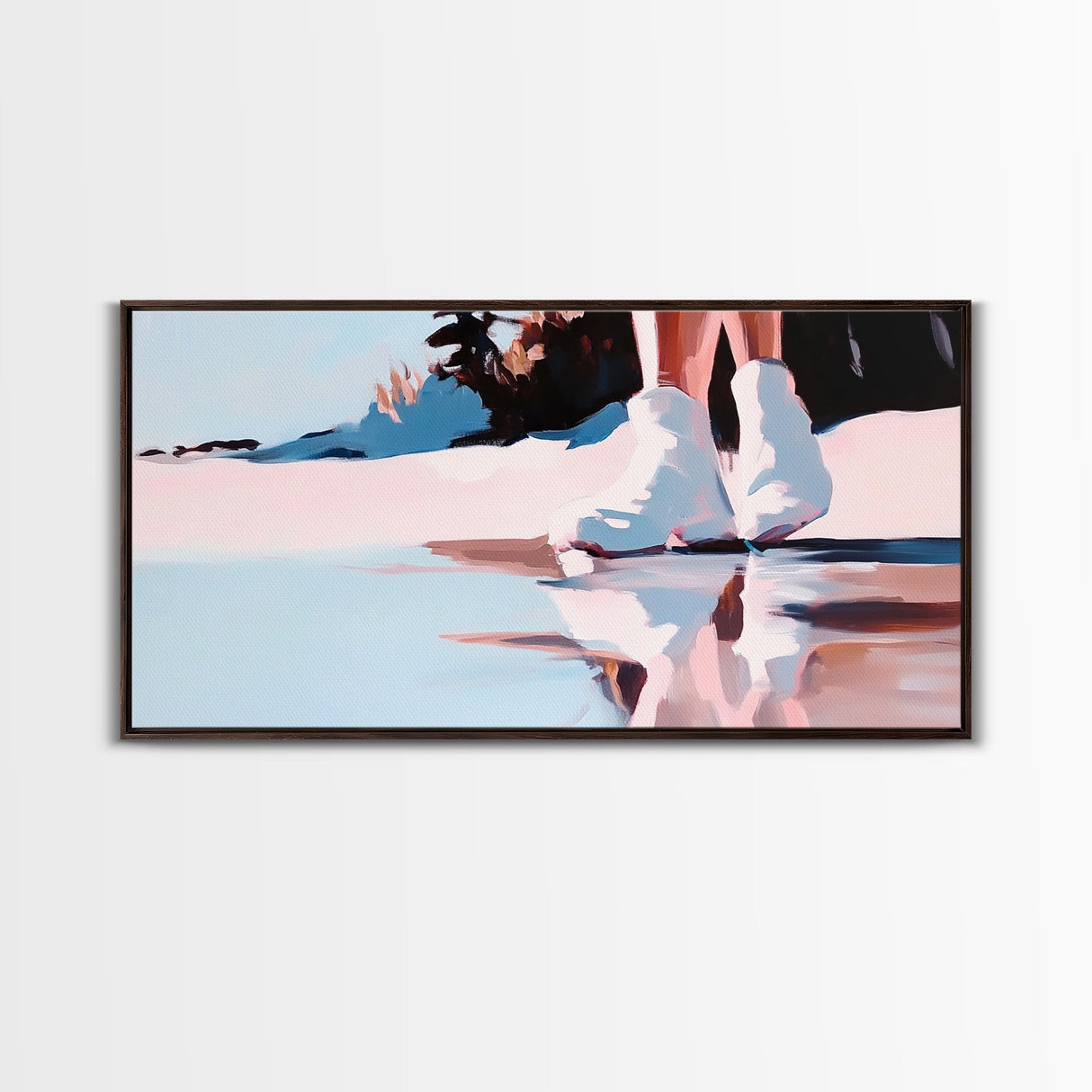 White Boots, Fashion Photography Art, Reflection Aesthetic, Minimalist Boho Print, Soft Pastel Colors, Framed Canvas Print, Bedroom Art