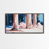 Sunset Forest, Golden Hour, Serene Nature, Canvas Print, Fall Wall Decor, Living Room Painting, Tranquil Art, Minimalist Woodland Art