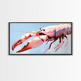 Lobster Art, Seafood Kitchen, Coastal Decor, Nautical Art, Framed Canvas Print, Ocean Inspired Wall Art, Beach House Aesthetic, Modern Artwork