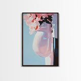 Floral Vase, Soft Pastel Art, Romantic Aesthetic, Elegant Still Life, Framed Canvas Print, Bedroom Wall Art, Feminine Home Decor