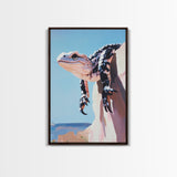 Lizard on Rock, Desert Wildlife, Framed Canvas Print, Nature Wall Art, Bold Animal Painting, Southwest Decor, Reptile Lover Gift, Statement Piece