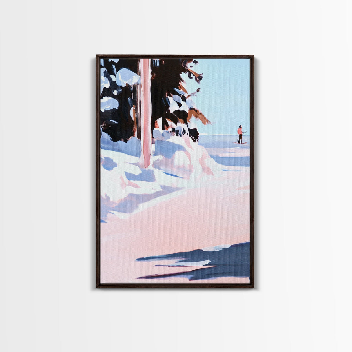 Winter Landscape, Snow Scene, Skiing Artwork, Canvas Print, Holiday Wall Art, Christmas Aesthetic, Cabin Decor, Living Room Wall Art