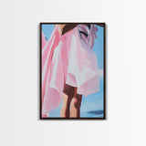 Flowing Dress, Feminine Art, Soft Aesthetic, Elegant Style, Framed Canvas Print, Fashion Illustration, Romantic Home Decor, Bedroom Art