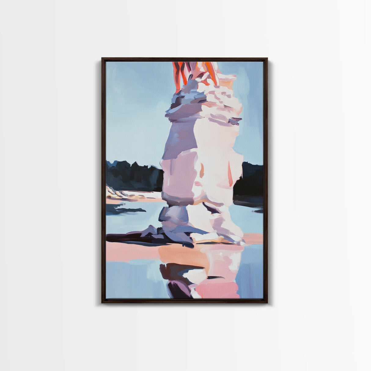 Pink Ice, Abstract, Winter Wall Art, Modern Home Decor, Pastel Landscape, Nature Inspired, Contemporary Art, Framed Canvas Print