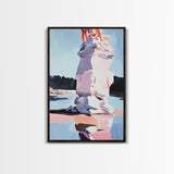 Pink Ice, Abstract, Winter Wall Art, Modern Home Decor, Pastel Landscape, Nature Inspired, Contemporary Art, Framed Canvas Print