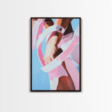 Pink Ribbon, Female Décor, Framed Canvas Print, Cabin Wall Art, Farmhouse Home Decor, Cozy Living Room Art