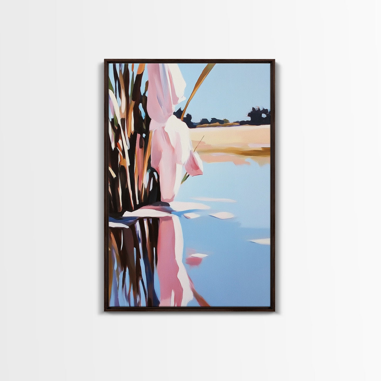 Marsh Reflection, Nature Wall Art, Serene Landscape, Boho Home Decor, Tranquil Aesthetic, Living Room Art, Canvas Print, Water Painting