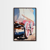 Wagon, Vintage Country, Rustic, Old West, Americana, Farmhouse, Minimalist, Warm Tones, Travel, Aesthetic, Framed Canvas Print