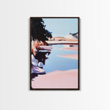 Tranquil Lake, Serene Nature, Reflection Landscape, Framed Canvas Print, Cozy Wall Art, Minimalist Home Decor, Bedroom Artwork