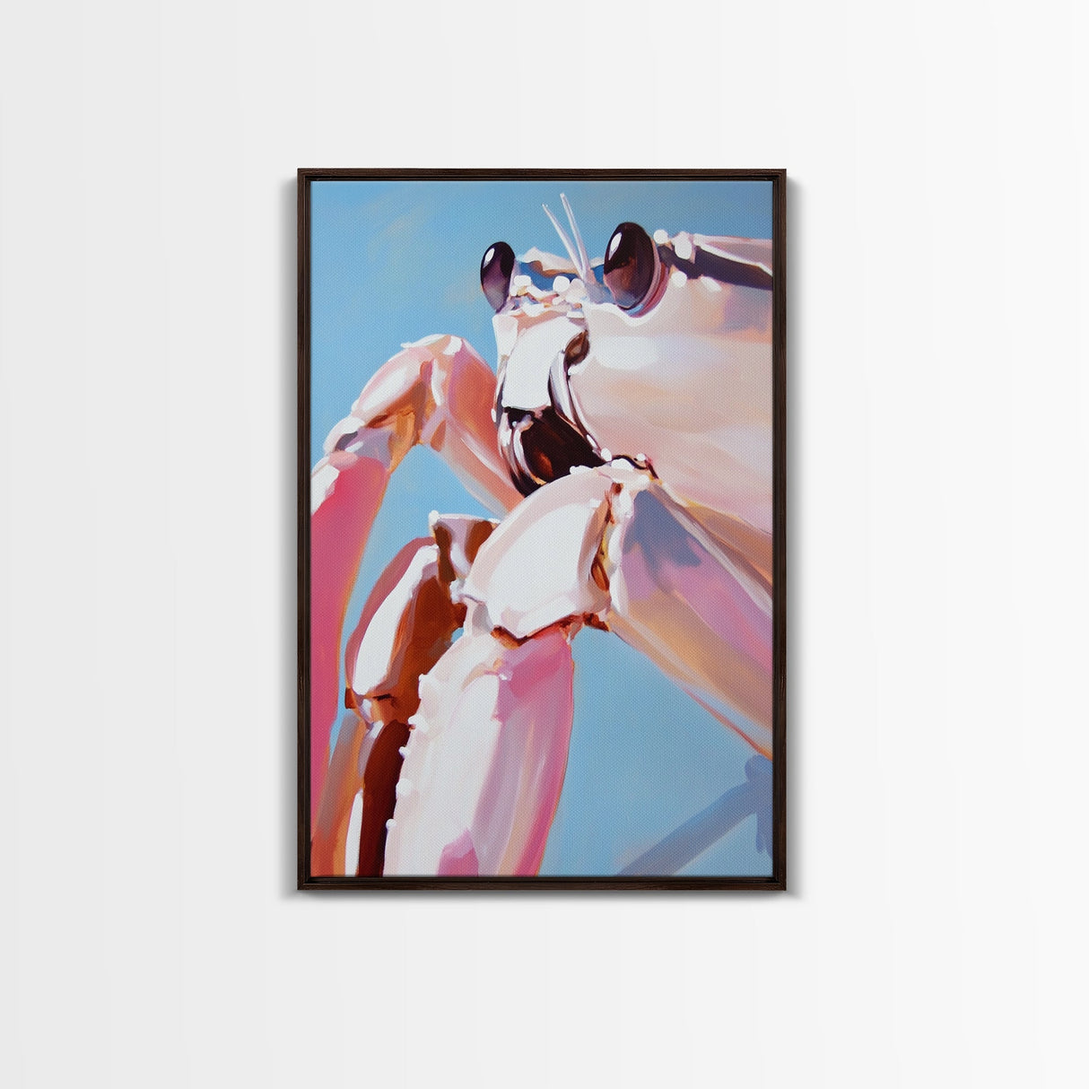 Pink Crab, Coastal Wildlife, Nautical Art, Canvas Print, Unique Ocean Art, Modern Home Decor, Beach House Artwork, Minimalist Design