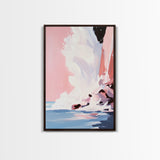 Ocean Wave, Splash Art, Abstract Beach, Coastal Wall Art, Framed Canvas Print, Watercolor Style, Living Room Decor, Nautical Art