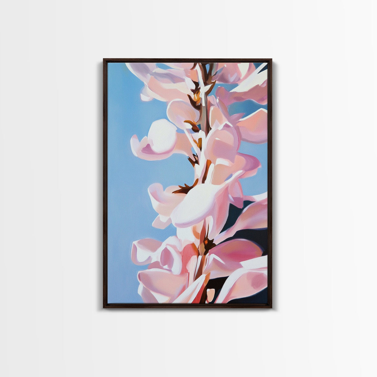Magnolia Blossom, Pink Flowers, Botanical Wall Art, Minimalist Floral, Framed Canvas Print, Spring Aesthetic, Bedroom Decor, Nature Art
