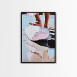 Foot on Sphere, Abstract Art, Surreal Decor, Pastel Aesthetic, Framed Canvas Print, Modern Home, Unique Wall Art, Living Room Painting