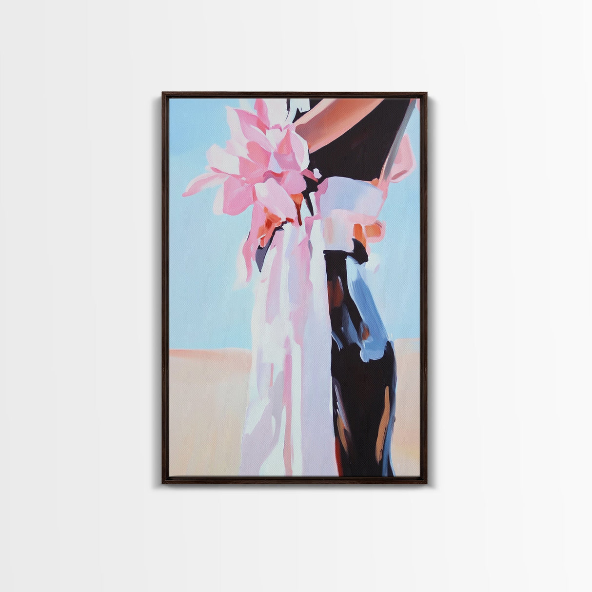 Floral Fashion, Bold Feminine Art, Chic Boho Aesthetic, Modern Home Decor, Stylish Living Room Wall Art, Framed Canvas Print