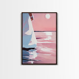 Sunset Reflection, Ocean Wall Art, Romantic Aesthetic, Beach Lover Gift, Pastel Painting, Canvas Print, Living Room Wall Art