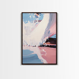 Ocean Wave, Surfer Wall Art, Framed Canvas Print, Abstract Coastal Decor, Modern Beach Painting, Summer Vibes Artwork, Surf Art