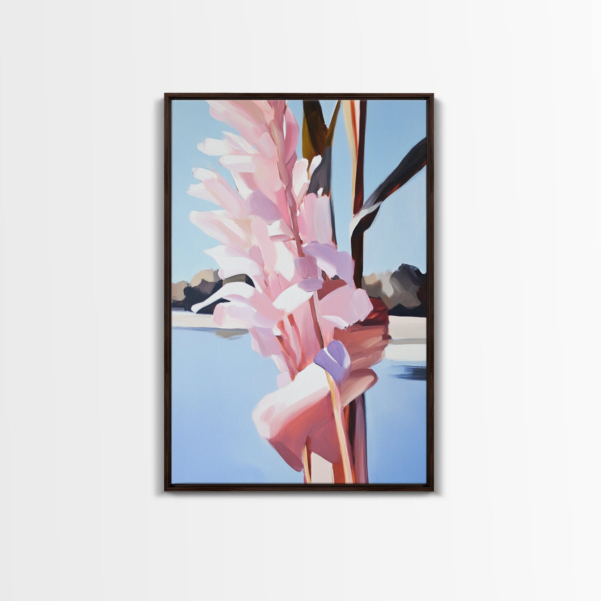 Botanical, Pink Flowers, Summer Nature Art, Canvas Print, Floral Painting, Minimalist Wall Decor, Feminine Home Art, Bedroom Wall Art