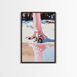Snow Reflection, Winter Scene, Tranquil Landscape, Framed Canvas Print, Nature Wall Art, Cozy Home Aesthetic, Warm Neutrals