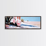 Pink Flowers, Framed Canvas Print, Floral Wall Art, Desert Artwork, Boho Aesthetic, Modern Home Decor, Bedroom Art, Nature Painting