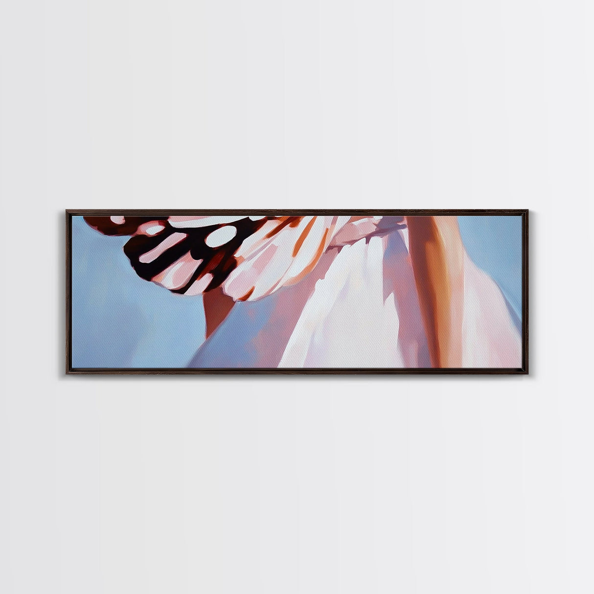 Butterfly Wing, White Dress, Canvas Print, Nature Art, Bohemian Wall Decor, Feminine Aesthetic, Delicate Artwork, Whimsical Painting