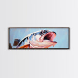 Large Mouth Bass, Fishing Art, Framed Canvas Print, Rustic Lake House Wall Art, Outdoor Enthusiast Gift, Watercolor Style Artwork