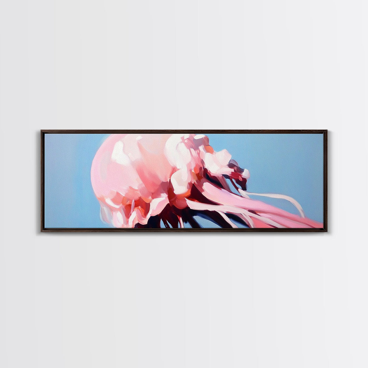 Pink Jellyfish, Ocean Life Art, Coastal Wall Decor, Underwater Aesthetic, Dreamy Sea Creatures, Modern Beach Home, Framed Canvas Print